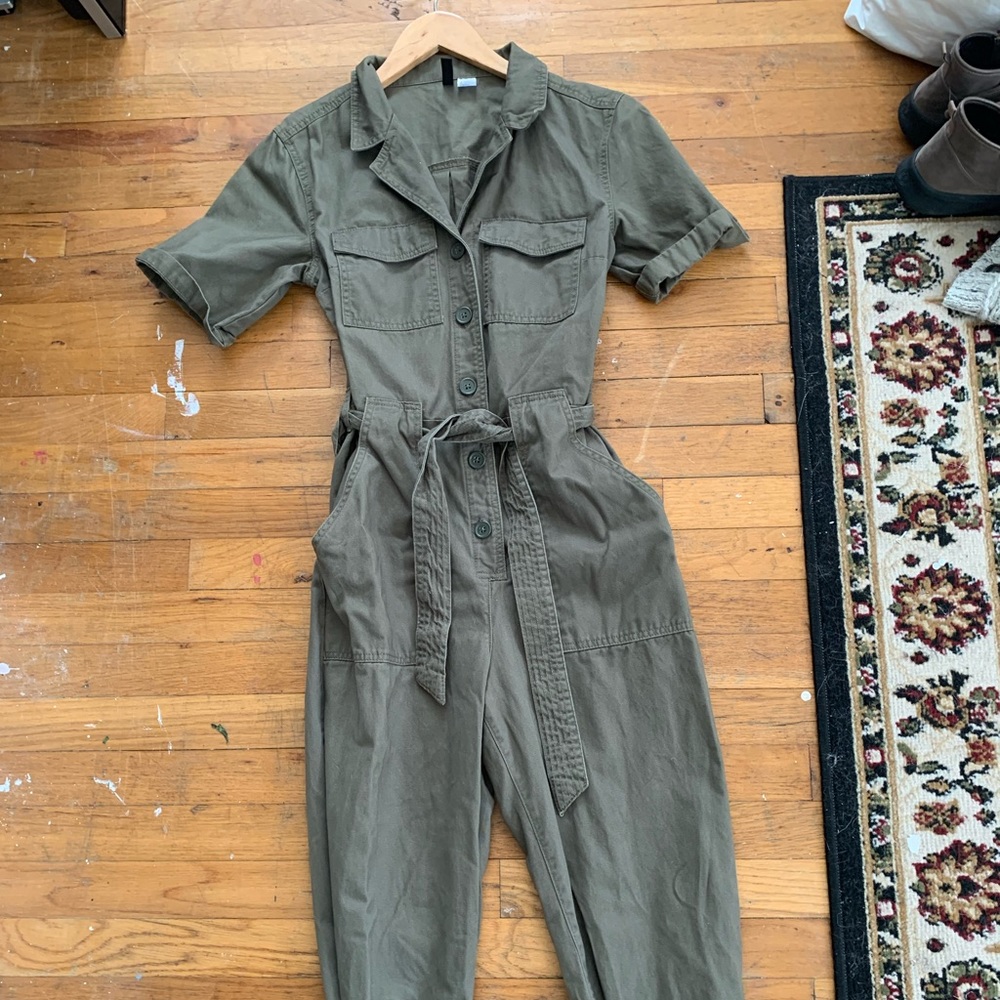 H&M Army Green Belted Jumpsuit